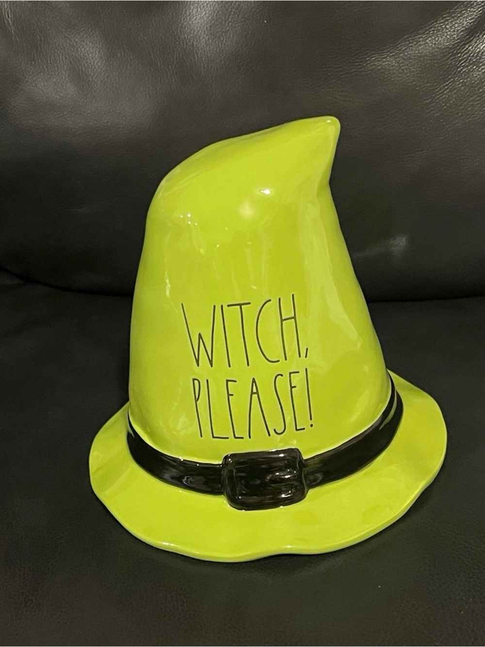 Neon Green 'Witch, Please!' Ceramic Witch Hat Décor - Rae Dunn Green Witch Hat